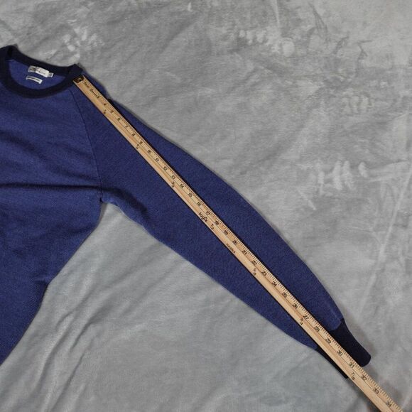 Peter Millar Merino Wool Knit Sweater Mens L Suede Elbow Patch Blue - Picture 7 of 7
